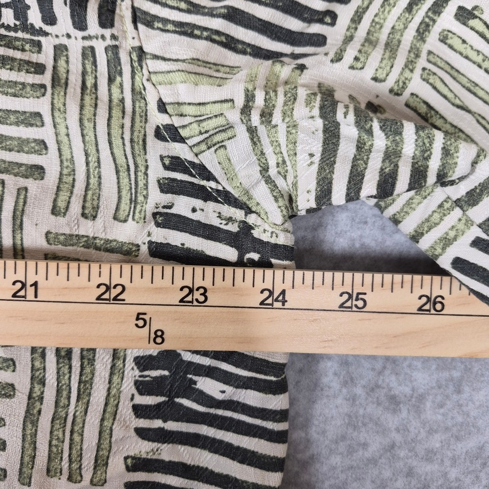 Tommy Bahama Button Up Shirt Mens Large Green 100% Silk Block Print Short Sleeve - Picture 6 of 7